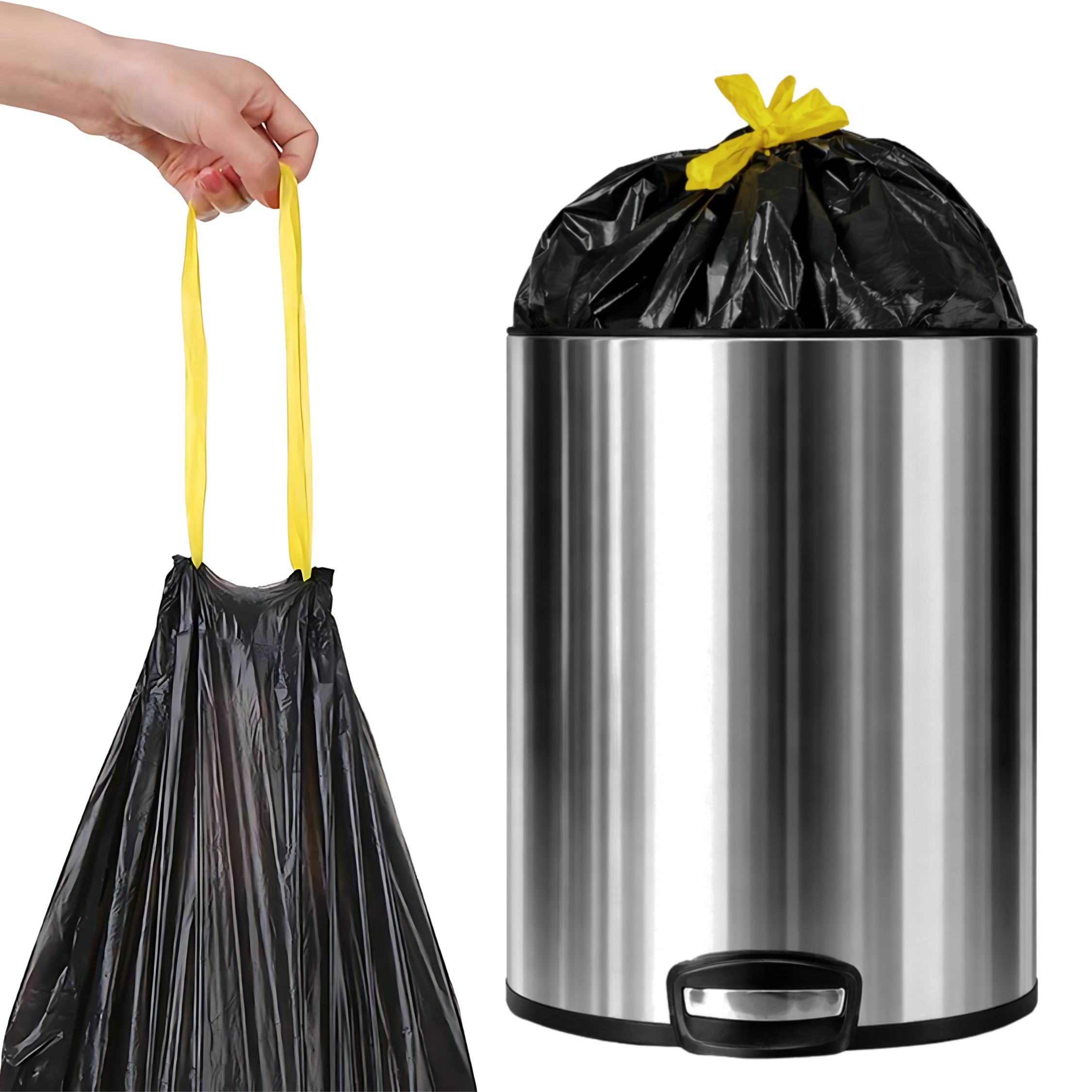 Müllsäcke 120 L mit Zugband, schwarz – Rolle à 25 Beutel – Bild 2