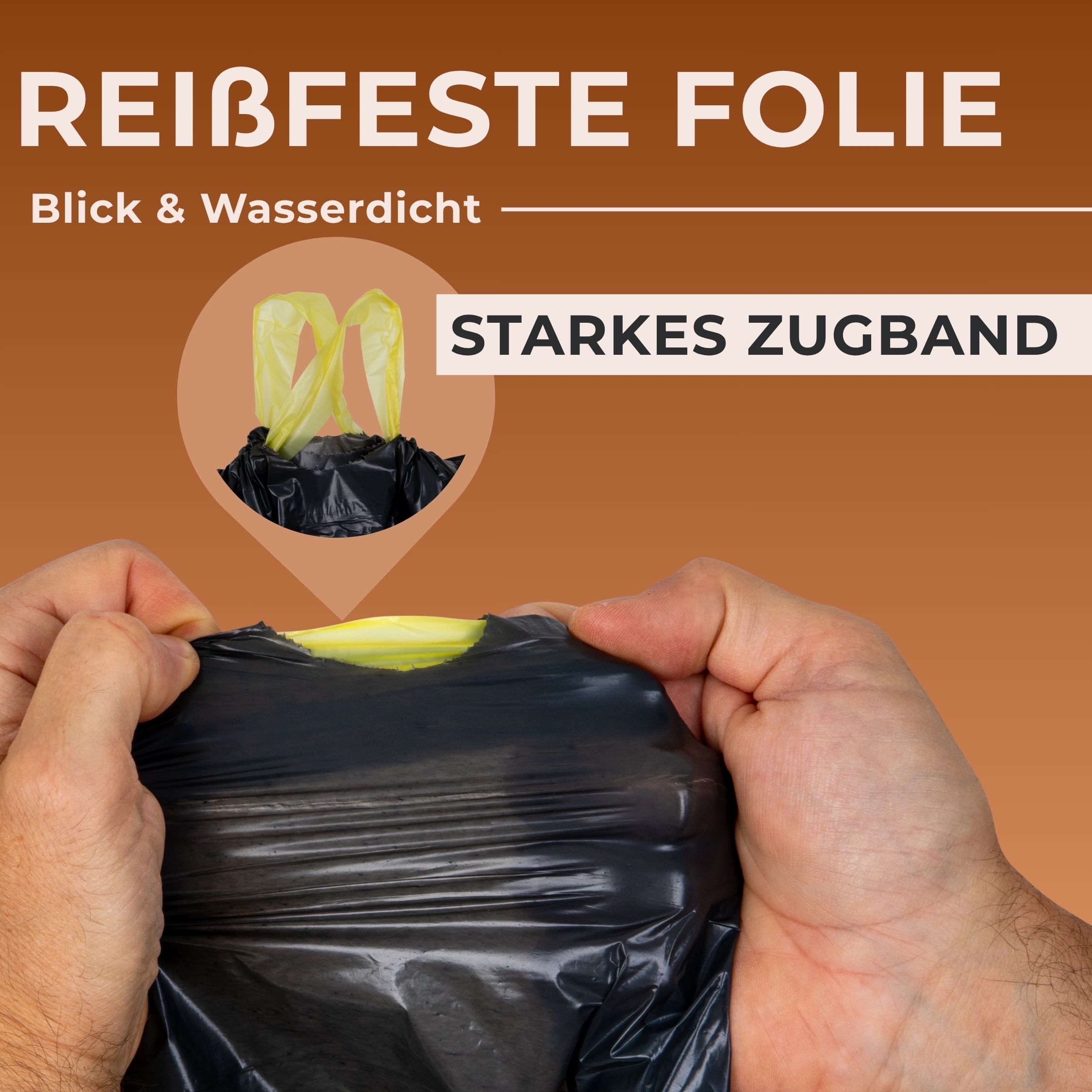 Müllsäcke 120 L mit Zugband, schwarz – Rolle à 25 Beutel – Bild 4