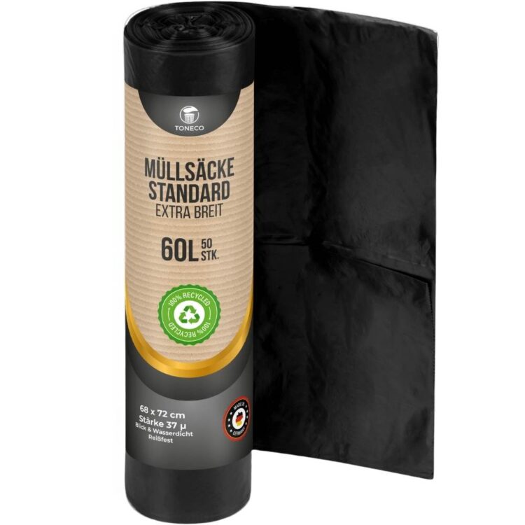 M&uuml;llbeutel 60 L Standard, extra breit, schwarz &ndash; Rolle &agrave; 50 Beutel