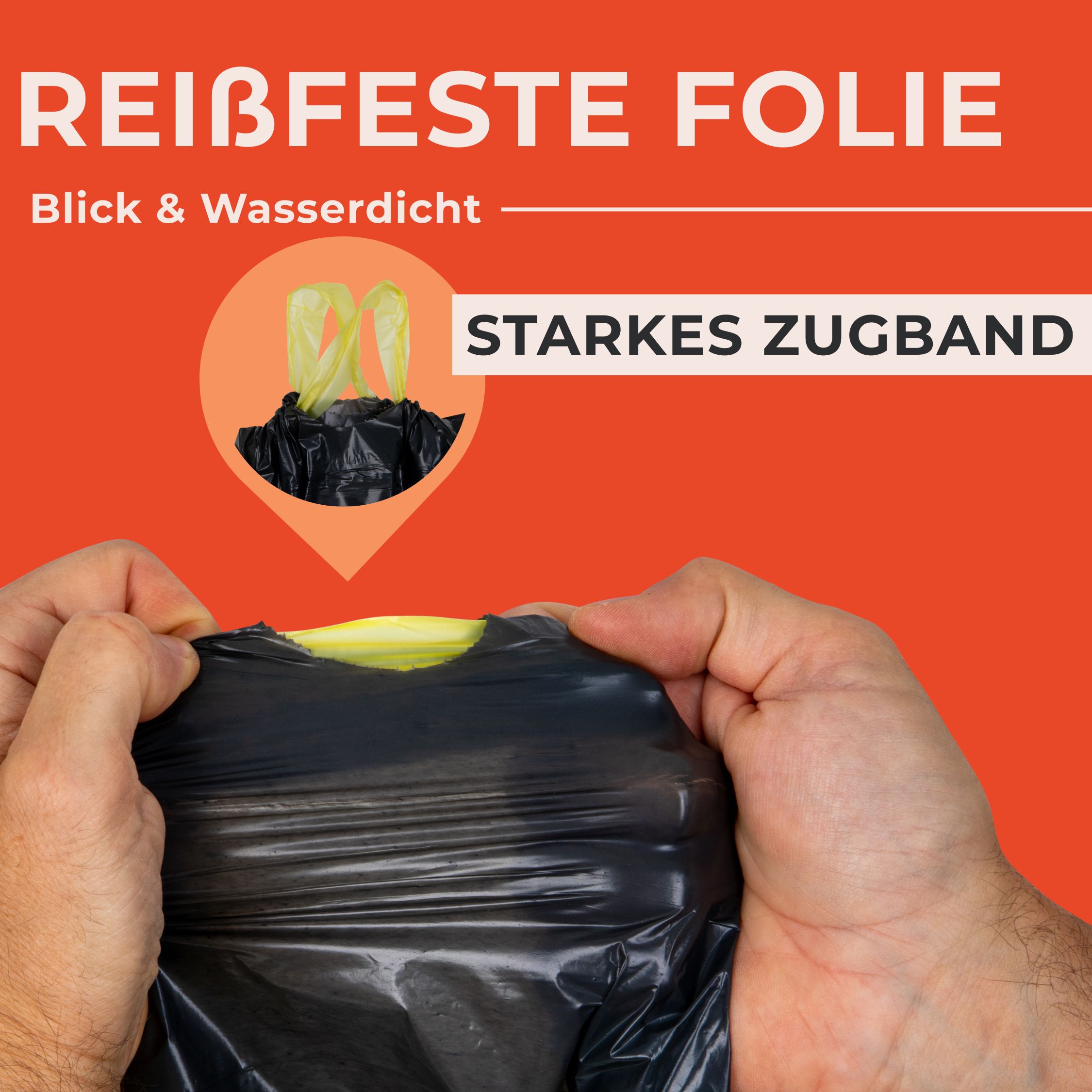 Müllbeutel 35 L mit Zugband, extra breit, schwarz – Rolle à 20 Beutel – Bild 5