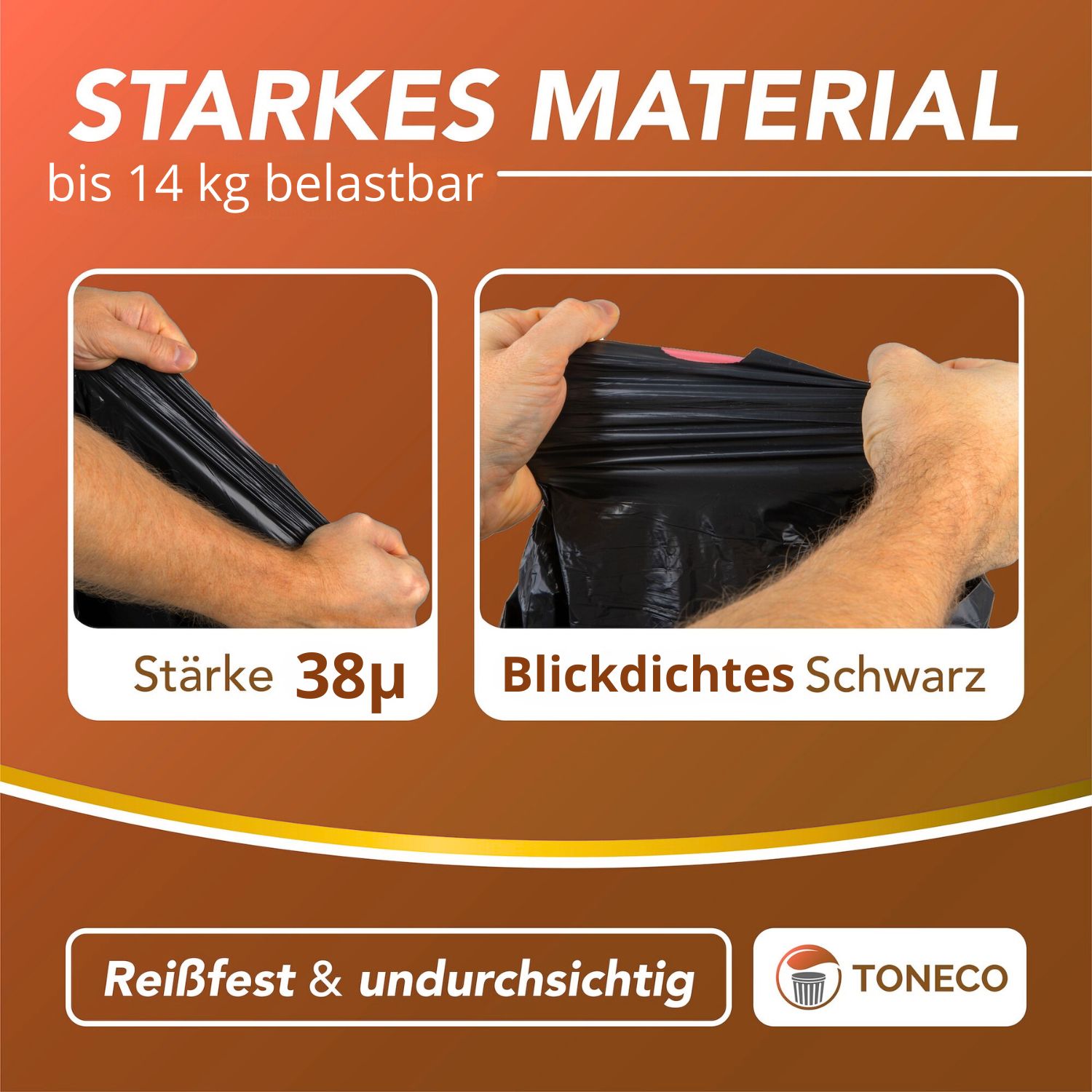 Müllsäcke 120 L mit Zugband, schwarz – Rolle à 25 Beutel – Bild 5