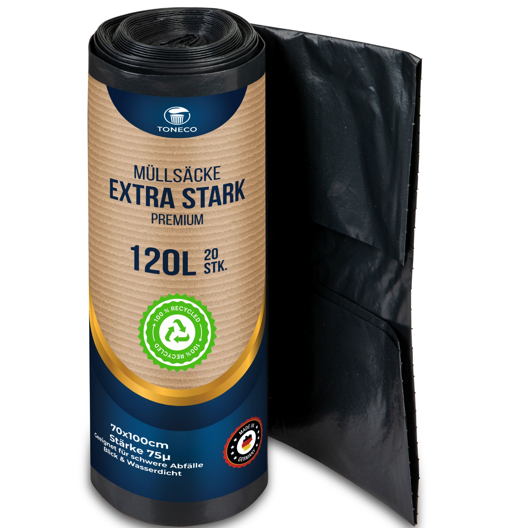 Müllsäcke 120 L extra stark (70 µm), schwarz – Rolle à 20 Beutel – Bild 5