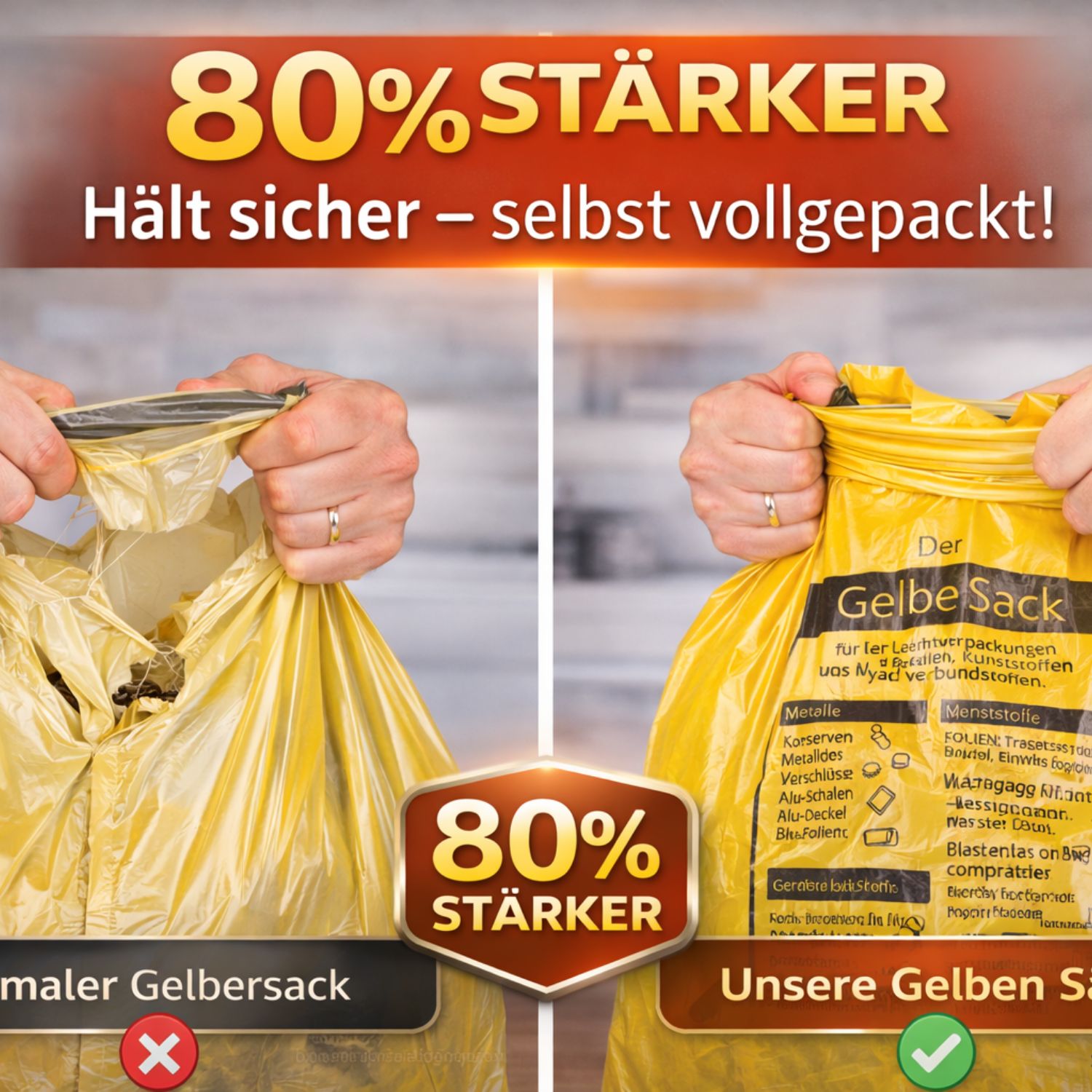 Gelber Sack 90 L extra stark (27 µm) – Rolle à 13 Beutel – Bild 2