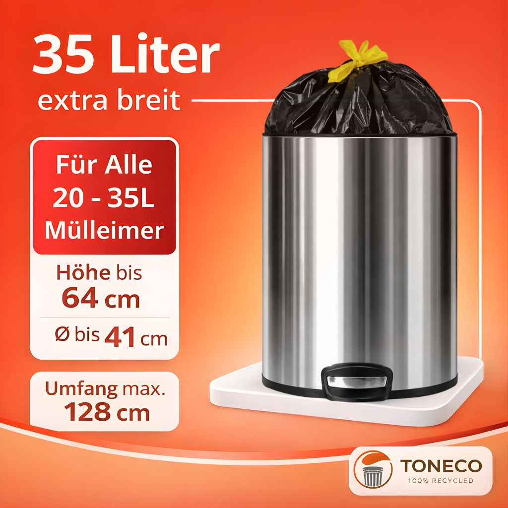Müllbeutel 35 L mit Zugband, extra breit, schwarz – Rolle à 20 Beutel – Bild 3
