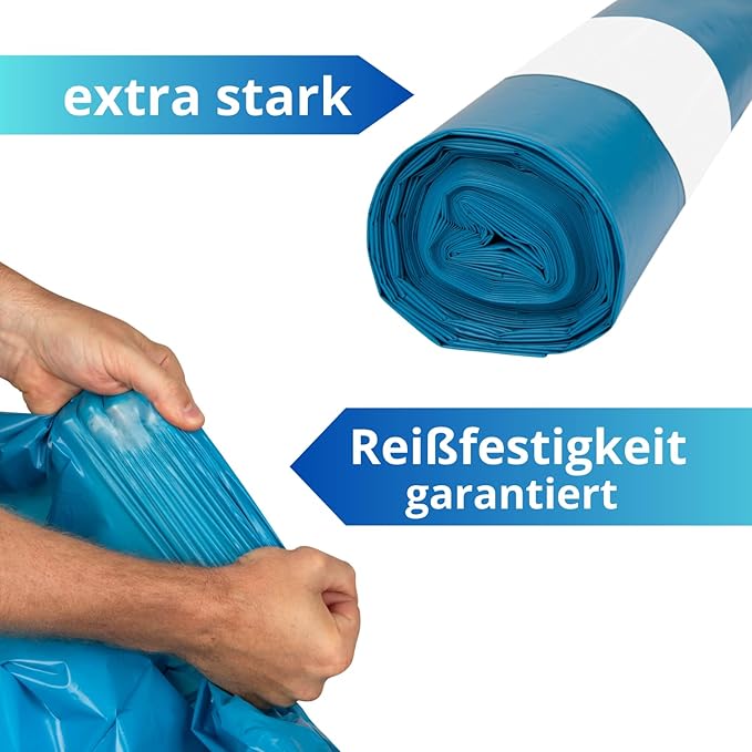 Müllsäcke 120 L extra stark, blau – Rolle à 10 Beutel – Bild 7
