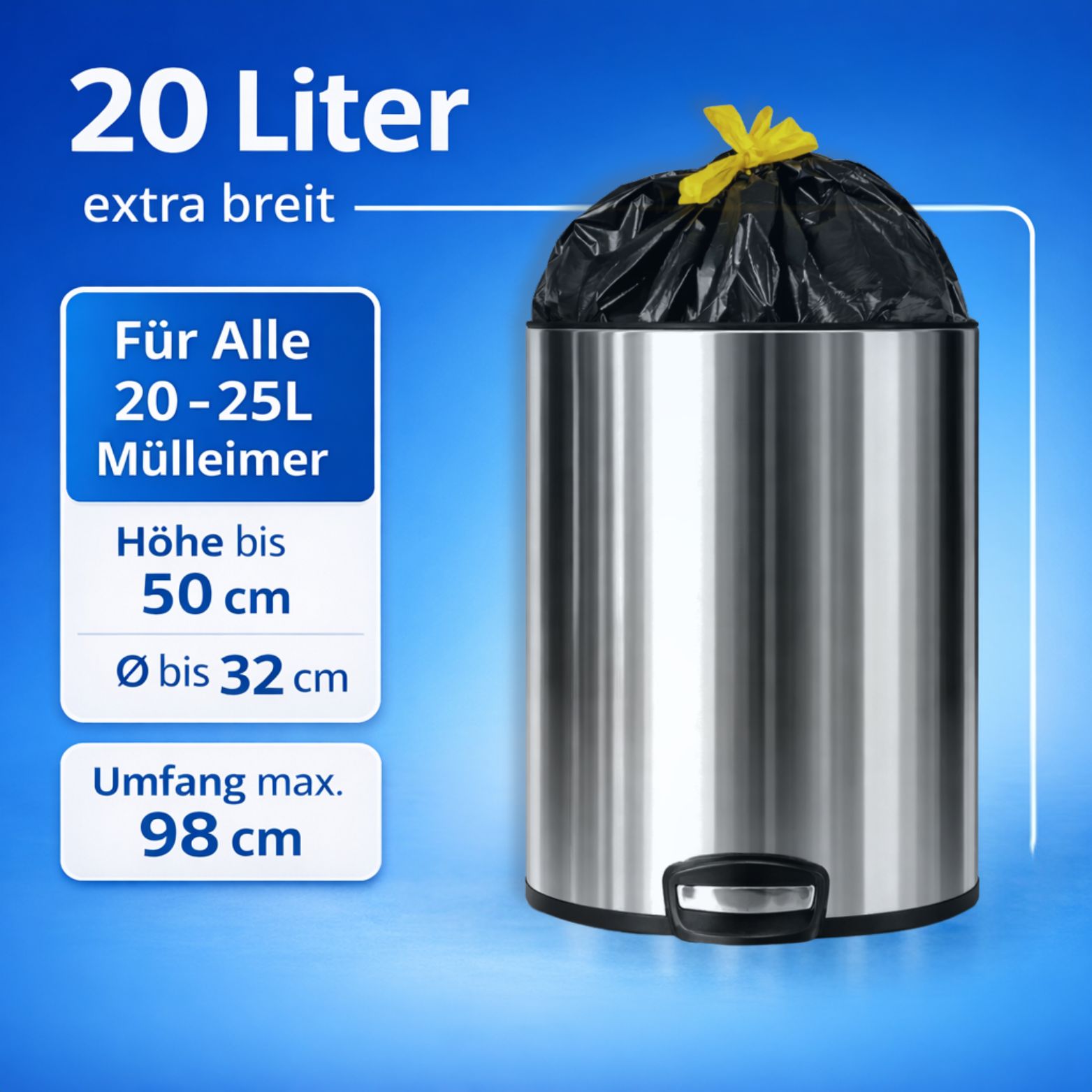 Müllbeutel 20 L mit Zugband, schwarz – Rolle à 25 Beutel – Bild 7
